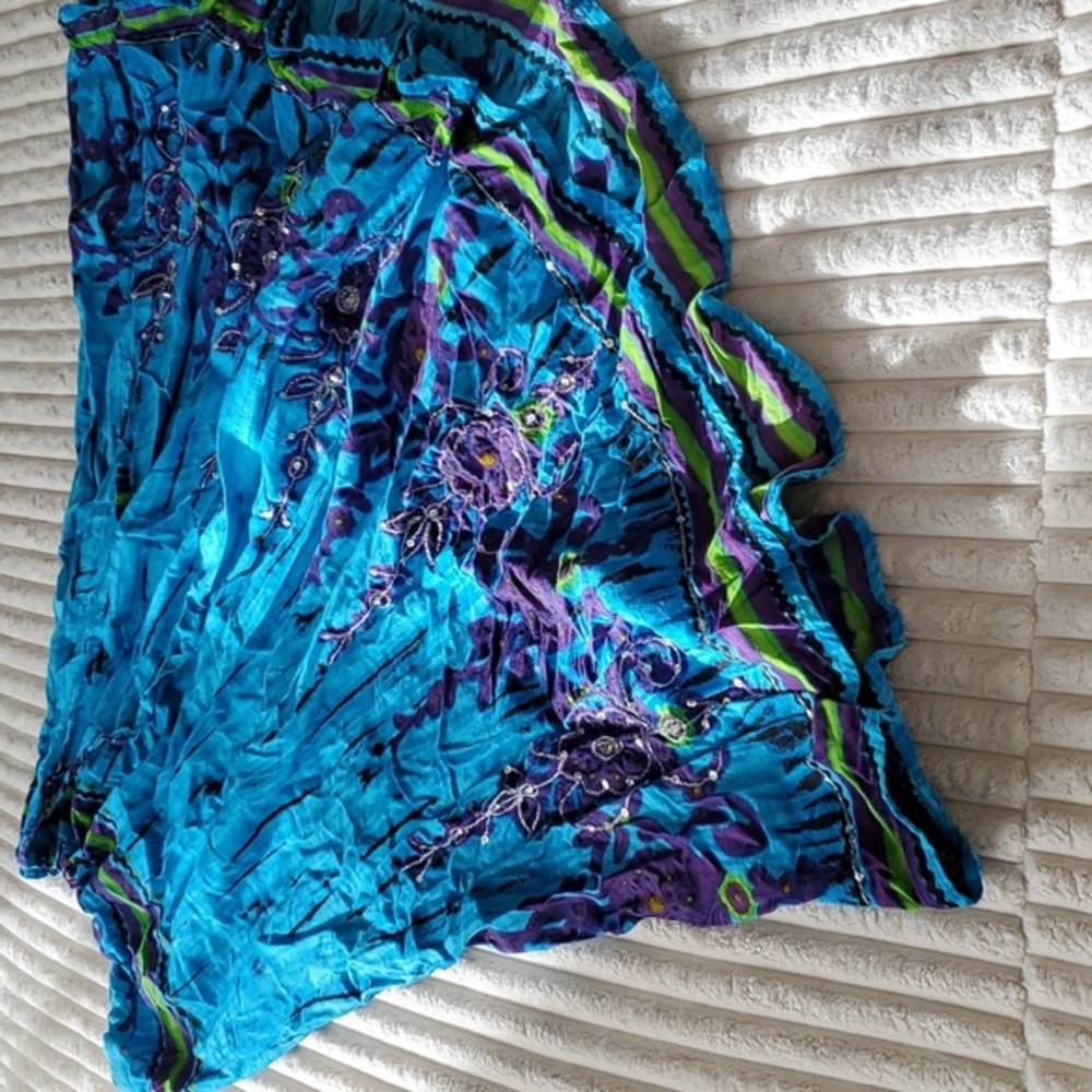 Vibrant Blue and Purple Maxi Skirt